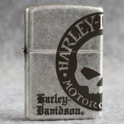 Bật lửa Zippo Chính Hãng Khắc Harley-Davidson Moto Mạ Antique Silver - Mã SP: ZPC2911