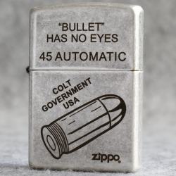 Bật Lửa Zippo Chính Hãng Khắc Viên Đạn Mạ Antique Silver - Mã SP: ZPC2925