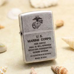 Bật Lửa Zippo Chính Hãng Khắc  Quân Đội U.S.MARINE CORPS Mạ Antique Silver - Mã SP: ZPC2931