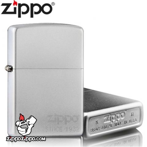 Bật Lửa Zippo Mạ Chrome Ánh Satin - Logo Zippo SKU 205ZL – Zippo Satin Chrome Zippo Logo