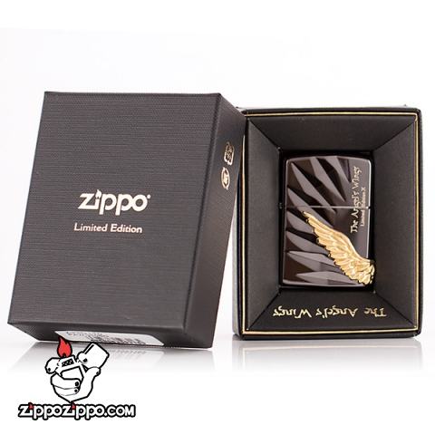 Bật lửa Zippo chính hãng phiên bản giới hạn màu đen Cánh thiên thần