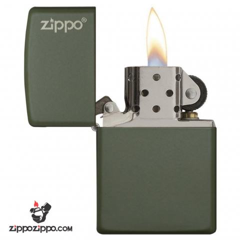 Bật Lửa Zippo Sơn Màu Xanh Quân Đội - Logo Zippo SKU 221ZL – Zippo Green Matte With Zippo Logo