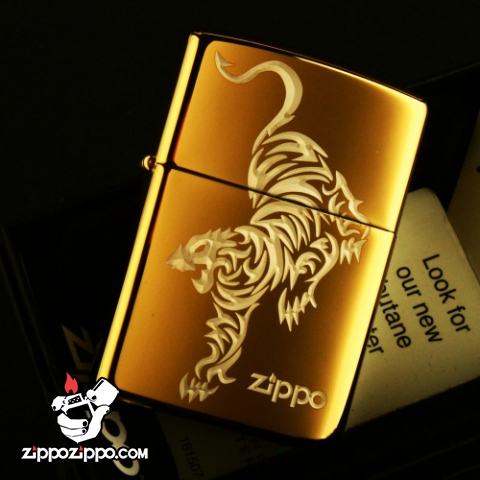 Bật lửa Zippo chính hãng vàng ìn hình hổ