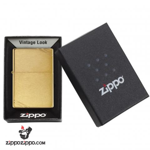 Bật Lửa Zippo 1937 Vàng Chặt Góc Xước Ngang - SKU 240 – Zippo Vintage Brushed Brass