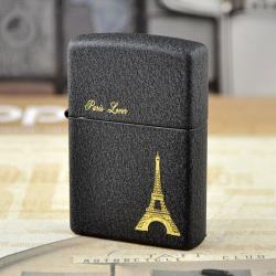 Bật Lửa Zippo Đen Nhám Khắc Tháp Eiffel Paris - Mã SP: ZPC2955