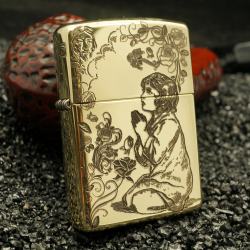 Bật Lửa Zippo Đồng Khắc Hình Cô Gái Chắp Tay Cầu Nguyện - Mã SP: ZPC2213-254