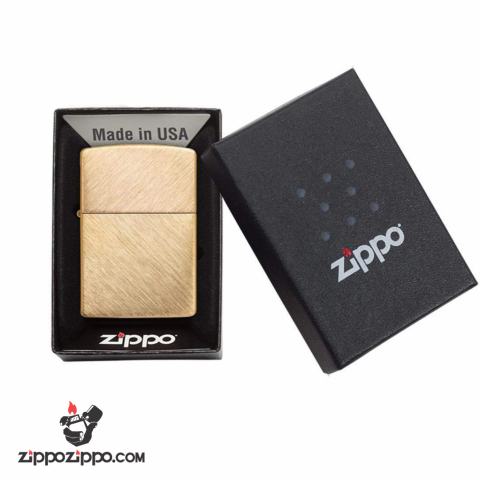 Bật lửa Zippo đồng thau xước chéo - Zippo Herringbone Sweep Brass