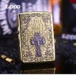 Bật Lửa Zippo Khắc Chữ Thập Và Kinh Thánh Màu Vàng Bản Ốp Nổi Bản Amor