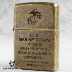 Bật Lửa Zippo Mạ Antique Brass Khắc Huy Hiệu Quân Đoàn Thủy Quân Lục Chiến Hoa Kỳ U.S.Marine Corps - Mã SP: ZPC2913