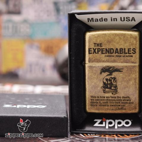 Bật Lửa Zippo Mạ Antique Brass Khắc The Expendables