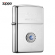 Bật Lửa Zippo Mạ Bạc Gắn Đá Xanh May Mắn