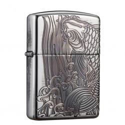 Bật lửa zippo Màu Bạc in hoa văn cá chép - Mã SP: ZPC1961
