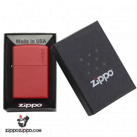 Bật Lửa Zippo Sơn Màu Đỏ - Logo Zippo SKU 233ZL – Zippo Red Matte With Logo