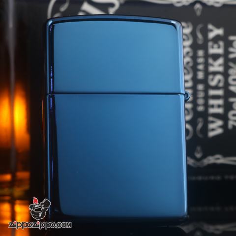 Bật Lửa Zippo Màu Xanh Khắc Mạ Vàng Hình Bao  JET