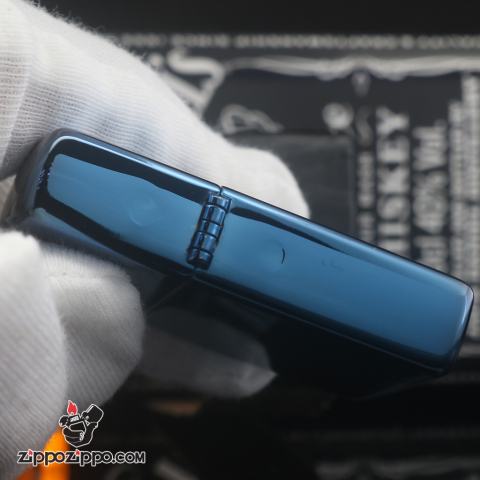 Bật Lửa Zippo Màu Xanh Khắc Mạ Vàng Hình Bao  JET