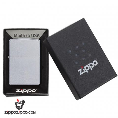 Bật Lửa Zippo Mạ Chrome Ánh Satin - SKU 205 – Zippo Satin Chrome