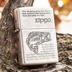 Bật lửa Zippo phiên bản bạc cổ khắc hình cá - Mã SP: ZPC0840