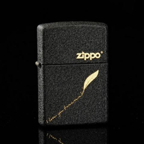 Bật lửa Zippo phiên bản đen nứt in I love you forever