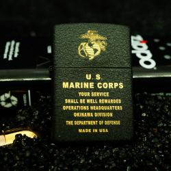 Bật Lửa Zippo Phiên Bản Màu Đen Nứt Khắc Logo U.S MARINE CORPS - Mã SP: ZPC2519