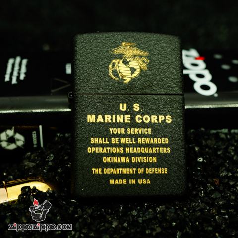Bật Lửa Zippo Phiên Bản Màu Đen Nứt Khắc Logo U.S MARINE CORPS