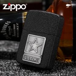 Bật lửa Zippo phiên bản sơn mài đen crack huy hiệu quân đội Mỹ - Mã SP: ZPC0851