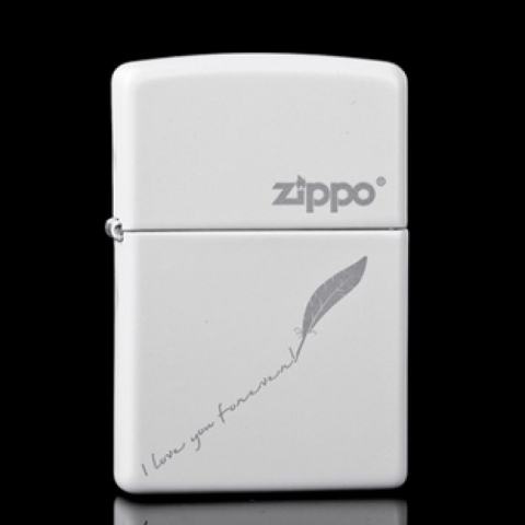 Bật lửa Zippo phiên bản trắng bạc in chữ I love you forever