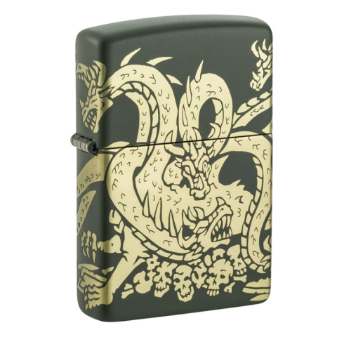 Bật Lửa Zippo Sơn Tĩnh Điện Xanh Rồng 9 Đầu - SKU 48907