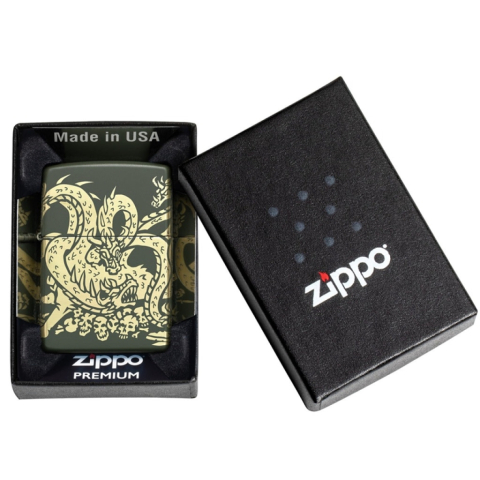 Bật Lửa Zippo Sơn Tĩnh Điện Xanh Rồng 9 Đầu - SKU 48907