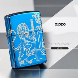Bật Lửa Zippo Xanh Dương Khắc Biểu Tượng Sư Tử Trung Cổ - Mã SP: ZPC3090