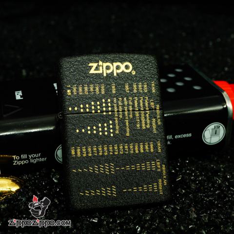 Zippo 236 Đen Nhám Khắc Các Đời Năm Sản Xuất