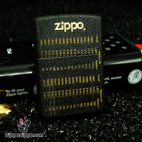 Zippo 236 Đen Nhám Khắc Các Đời Năm Sản Xuất