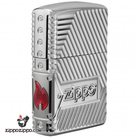 Zippo 29672 – Zippo Armor Multicut Bolts and Flame High Polish Chrome