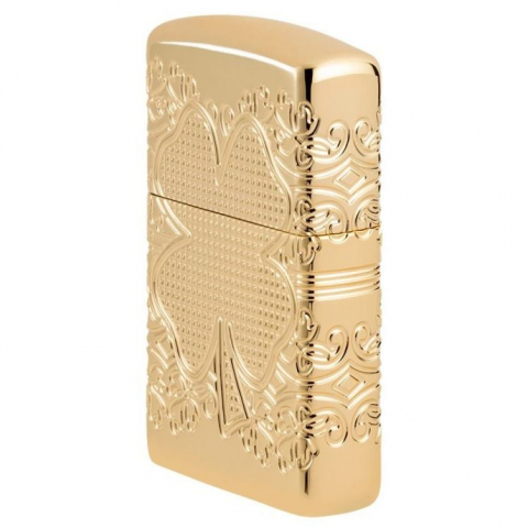 Zippo 46301 Hoa Văn Cỏ Bốn Lá Mạ Vàng MultiCut