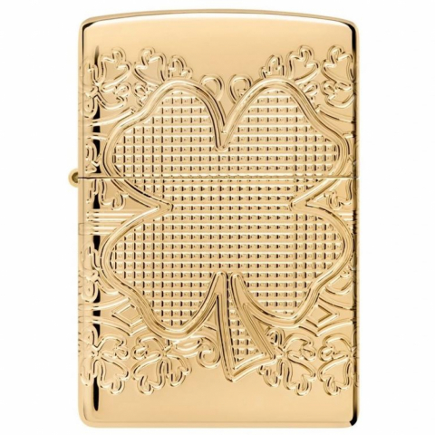 Zippo 46301 Hoa Văn Cỏ Bốn Lá Mạ Vàng MultiCut
