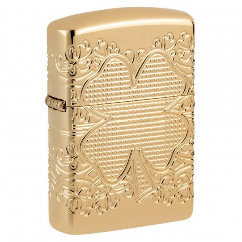 Zippo 46301 Hoa Văn Cỏ Bốn Lá Mạ Vàng MultiCut