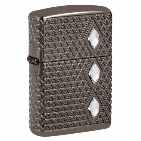 Zippo 46316 – Zippo Armor MultiCut Diamond Pattern with Crystals Black Ice