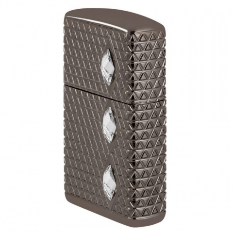 Zippo 46316 – Zippo Armor MultiCut Diamond Pattern with Crystals Black Ice