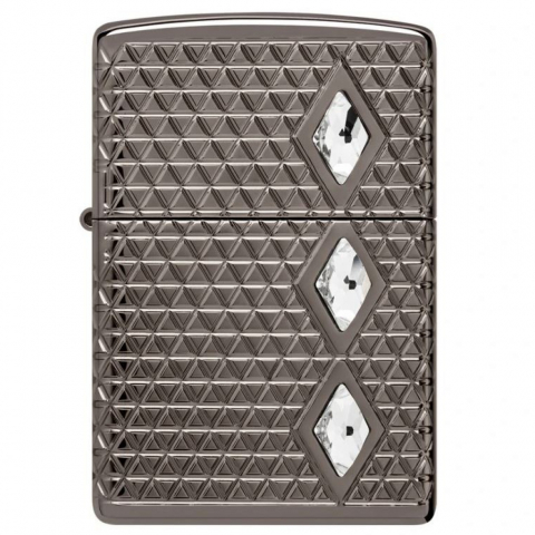 Zippo 46316 – Zippo Armor MultiCut Diamond Pattern with Crystals Black Ice