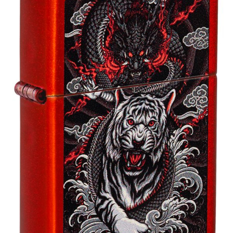 Zippo 48933 – Zippo Màu Đỏ In Rồng Hổ