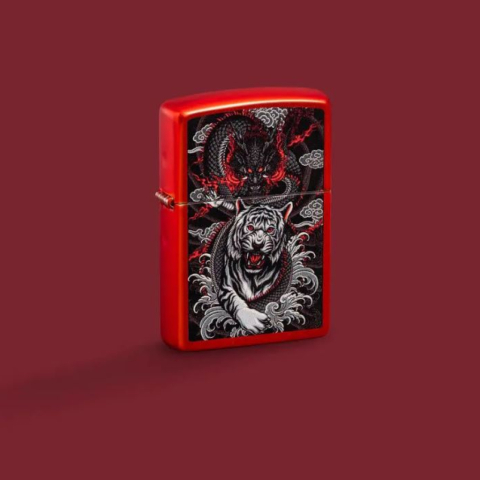 Zippo 48933 – Zippo Màu Đỏ In Rồng Hổ