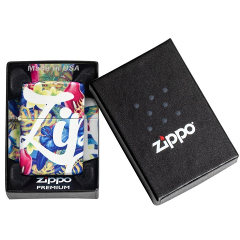 Zippo 49436 –  Zippo Logo Cách Điệu Trên Nền Hoa Cỏ