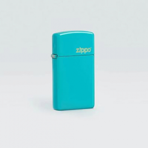 Bật Lửa Zippo Bản Nhỏ Sơn Màu Xanh Ngọc Lam - Logo Zippo SKU 49529ZL – Zippo Slim® Flat Turquoise Zippo Logo
