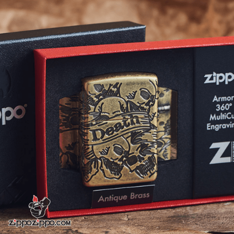 Zippo Armor đồng khối cắt khắc MultiCut 360 hình ảnh SKULL