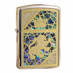 Zippo Armor Kì Lân ốp khảm trai 2 mặt - Mã SP: ZPC4264