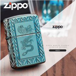 Zippo Armor màu xanh lá cây khắc sâu  MultiCut 360 hoa văn và Rồng chính giữa - Mã SP: ZPC2404