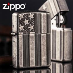 Zippo Chính Hãng Bạc Cổ Hình Cờ Mỹ - Mã SP: ZPC1299