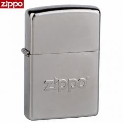 Zippo Chính Hãng Bạc Xước Dập Nổi Chữ Zippo - Mã SP: ZPC1323