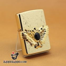 Zippo Chính Hãng Cánh Thiên Thần Vàng Gắn Viên Ngọc - Mã SP: ZPC1029