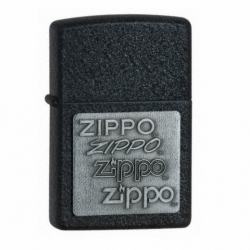 Bật Lửa Zippo Sơn Màu Đen Nhám Emblem Chữ Zippo Trắng- Logo Zippo SKU 363 – Zippo Pewter Emblem Black Crackle - Mã SP: ZPC1253