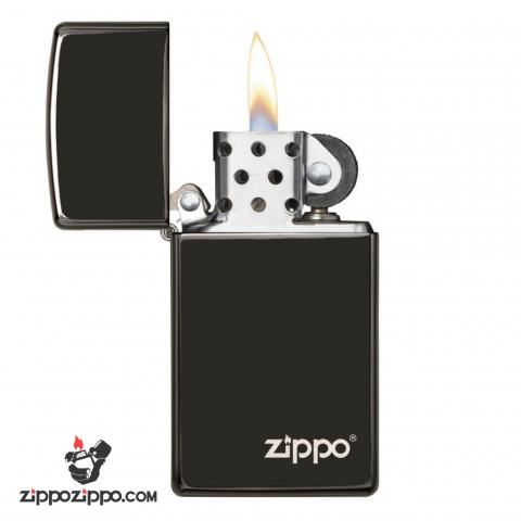 Bật Lửa Zippo Bản Nhỏ Sơn Màu Đen Đậm - Logo Zippo SKU 28123ZL – Zippo Slim Ebony With Zippo Logo